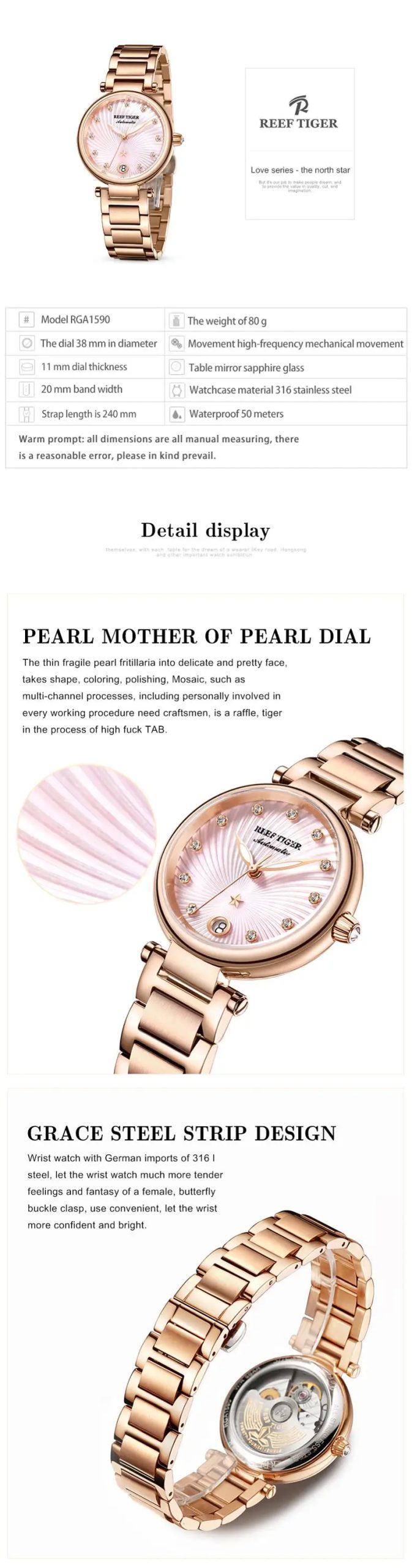 Women's Stainless Steel Diamond Automatic Wristwatch