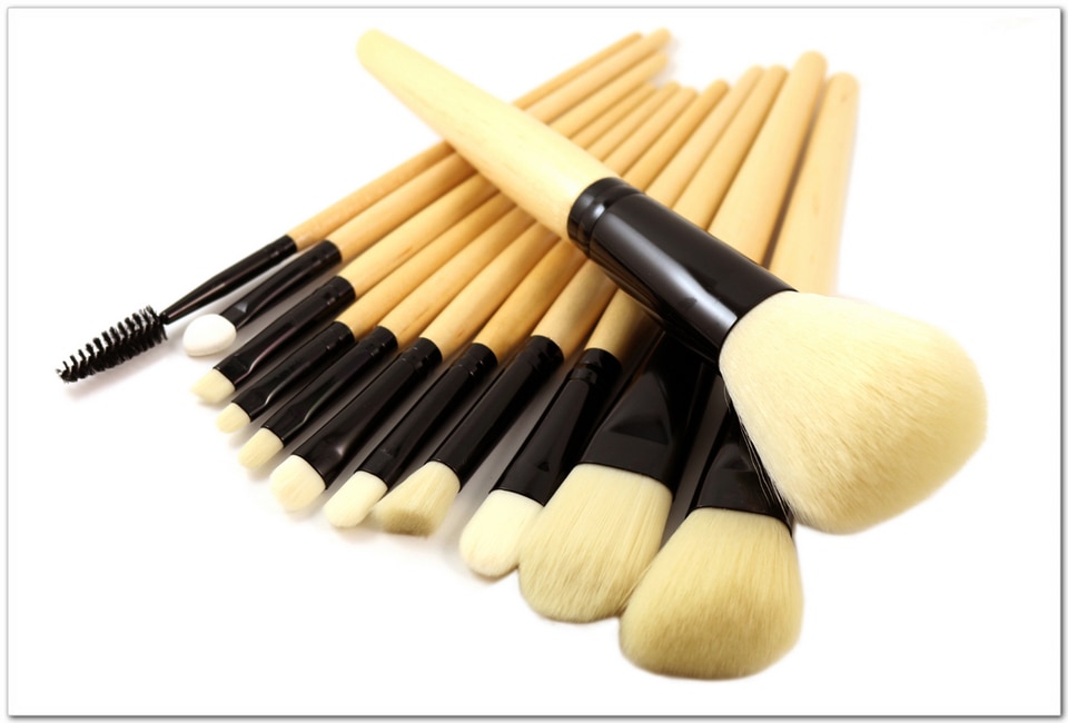 Professional Makeup Wood Brushes Set 18 Pcs with Case