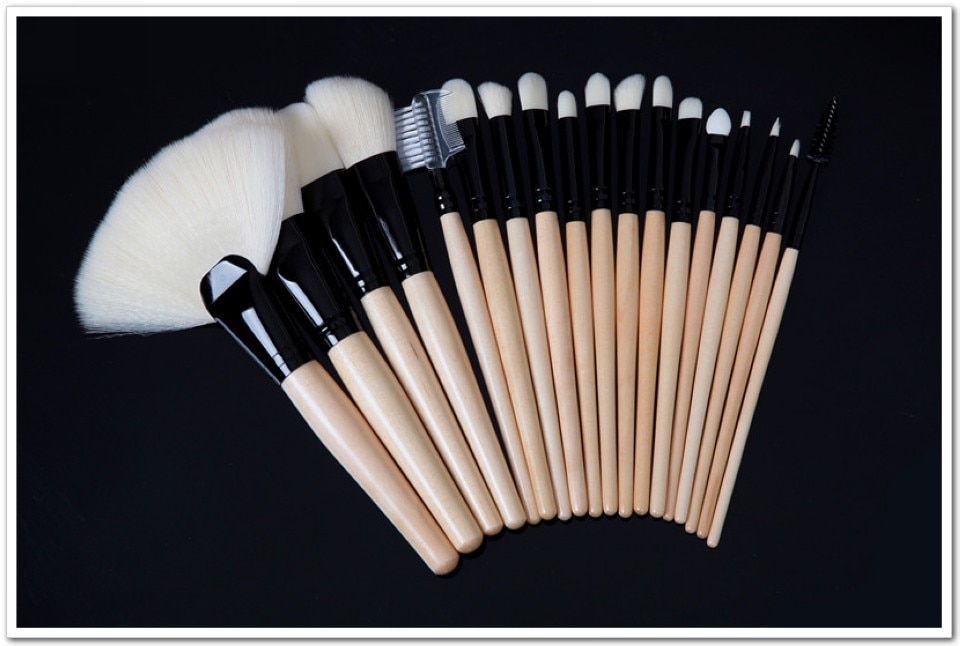 Professional Makeup Wood Brushes Set 18 Pcs with Case