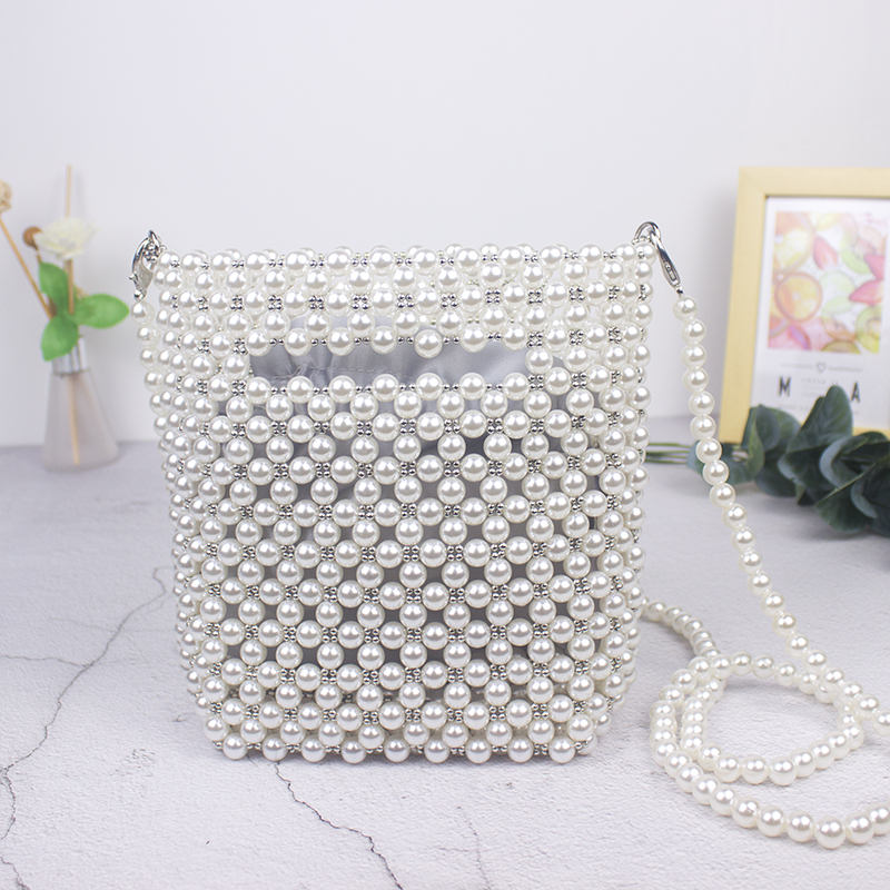 Women's Handmade Crossbody Bag with Pearls