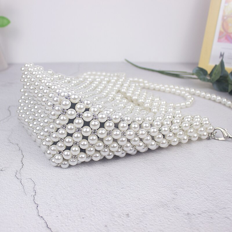 Women's Handmade Crossbody Bag with Pearls