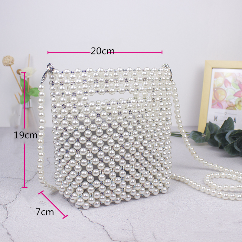 Women's Handmade Crossbody Bag with Pearls