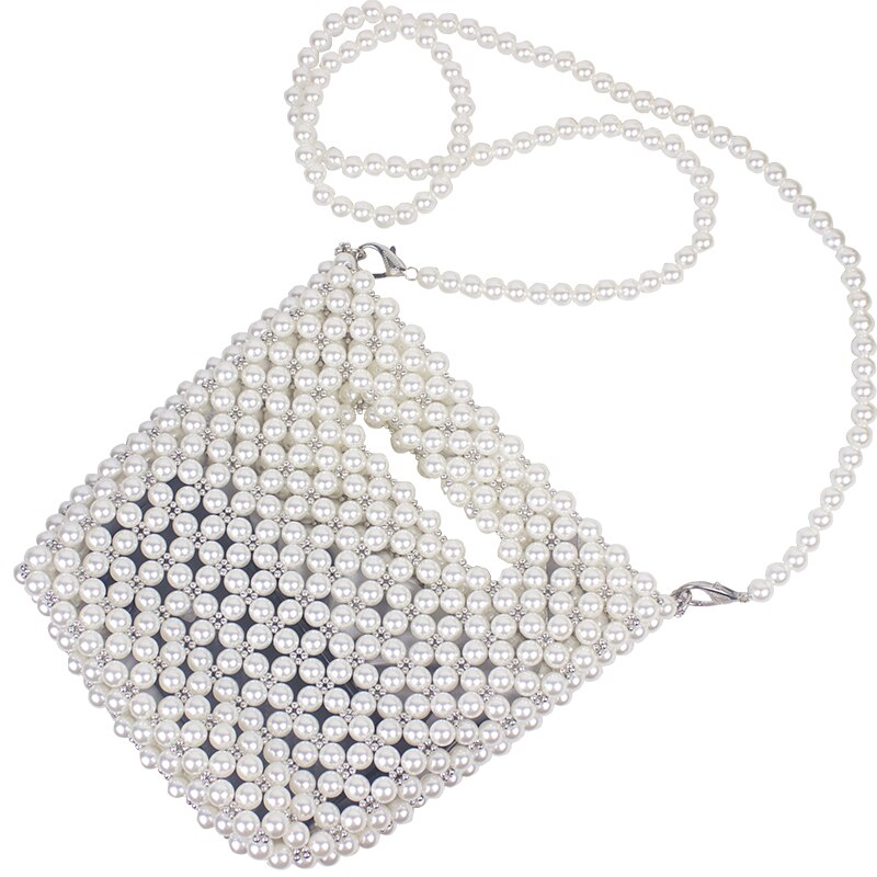 Women's Handmade Crossbody Bag with Pearls