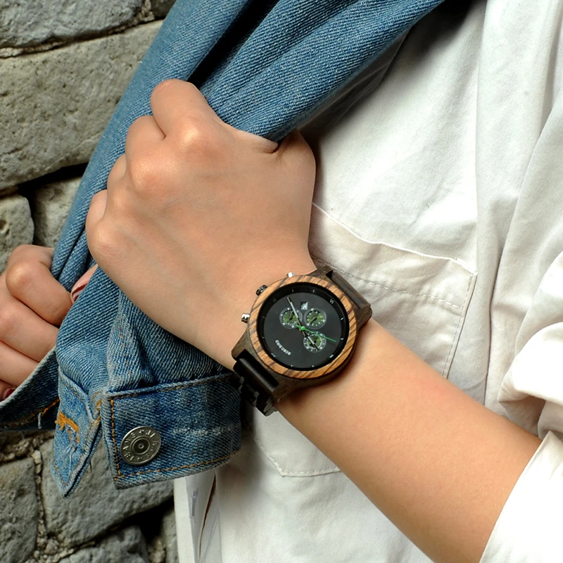 Women's Wooden Bracelet Chronograph Watches