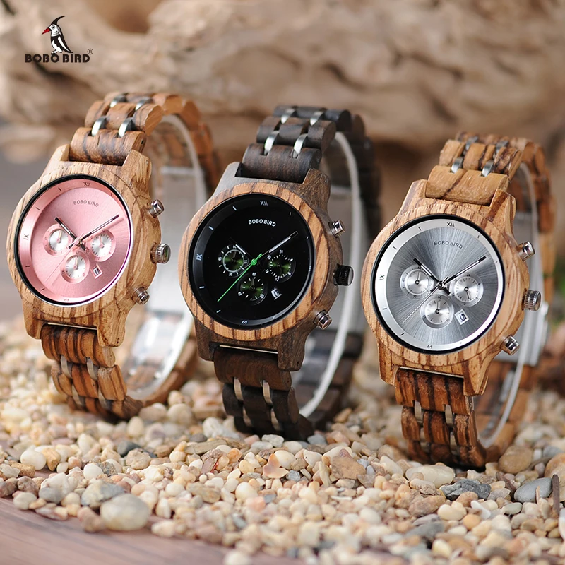 Women's Wooden Bracelet Chronograph Watches