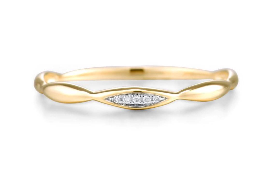 Women's 14K Gold Crystal Wave Ring