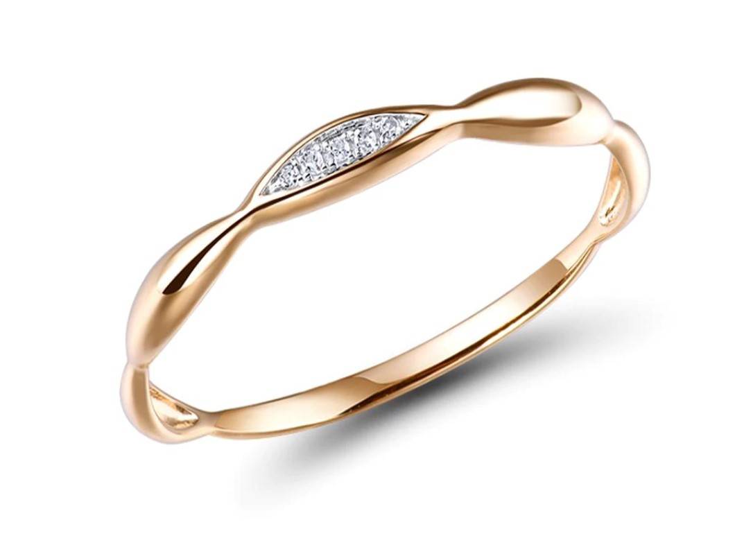 Women's 14K Gold Crystal Wave Ring