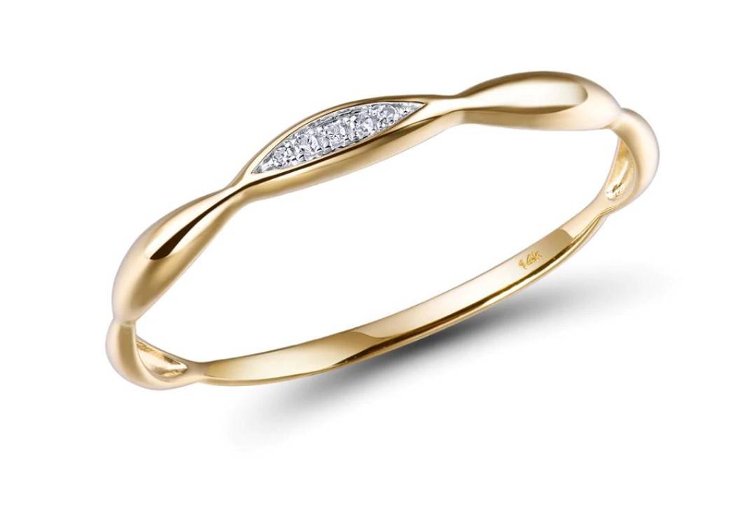 Women's 14K Gold Crystal Wave Ring