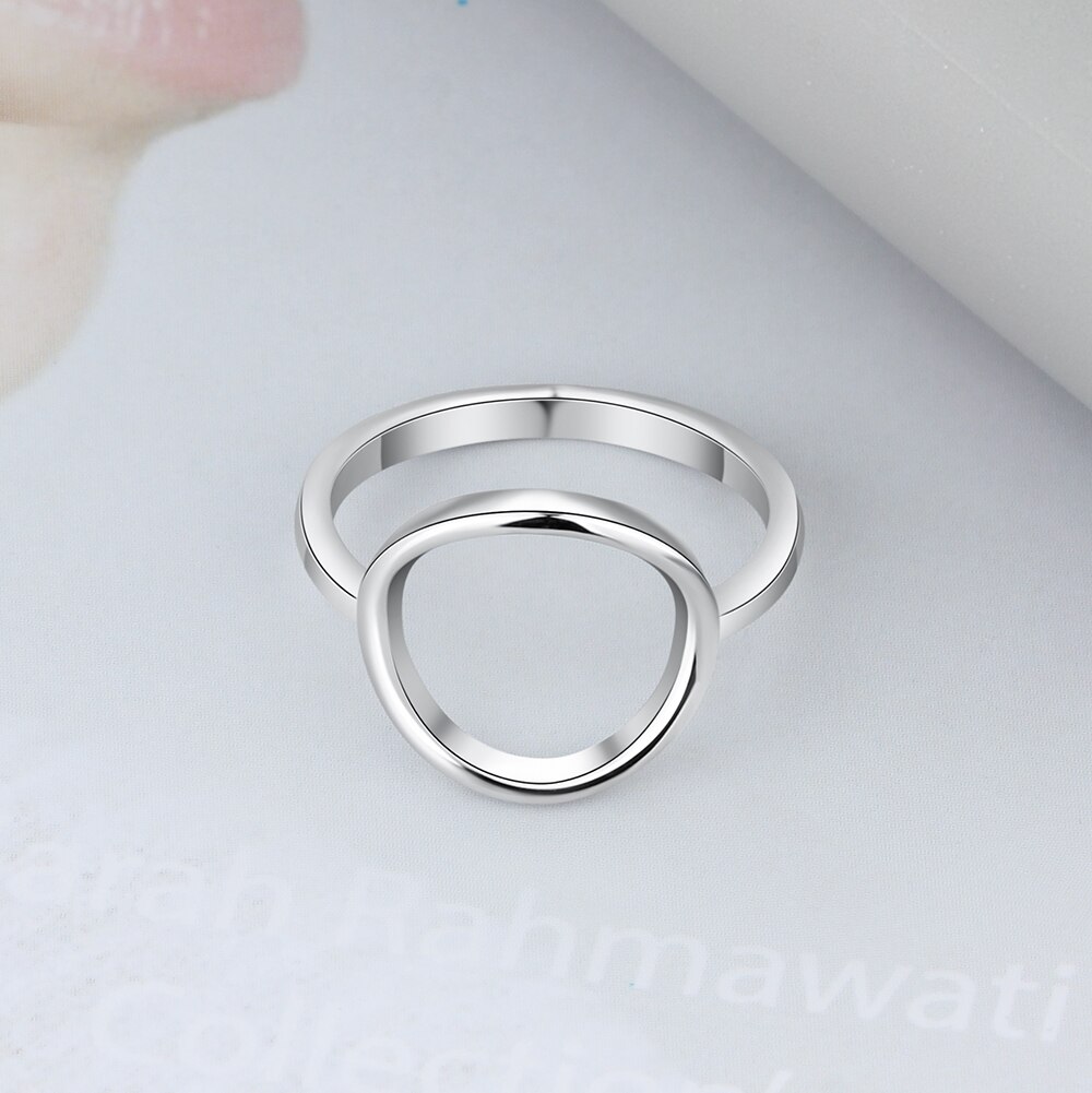 Simple 925 Sterling Silver Circle Shaped Ring