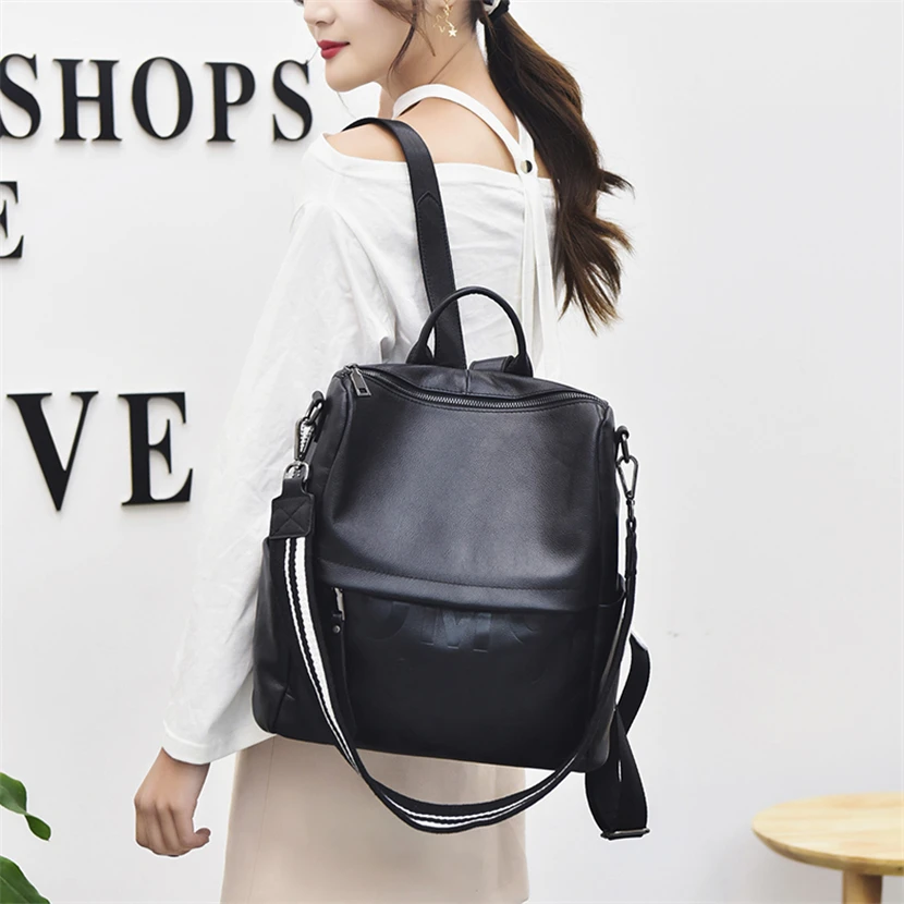 Women's Simple Leather Backpack