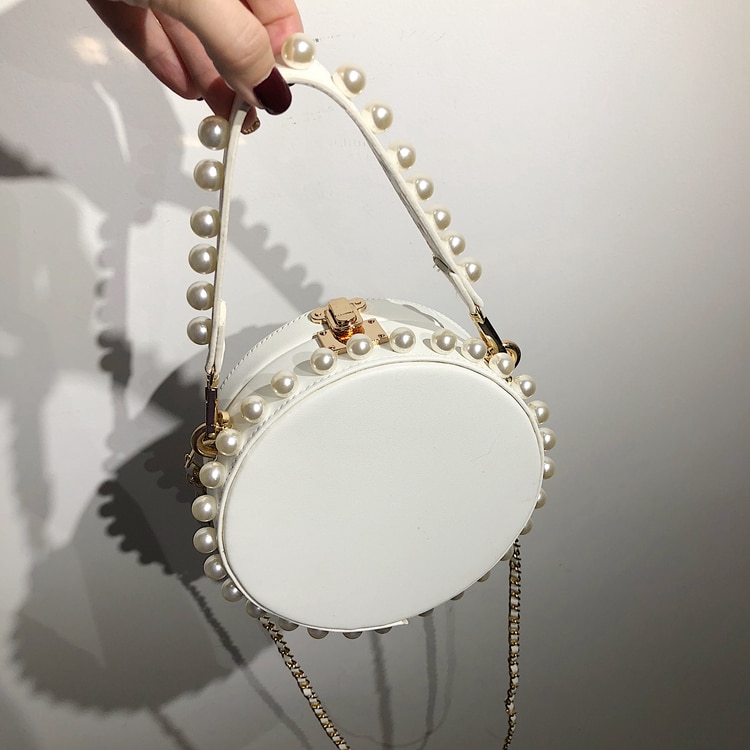 Women's Round Pearl PU Handbag