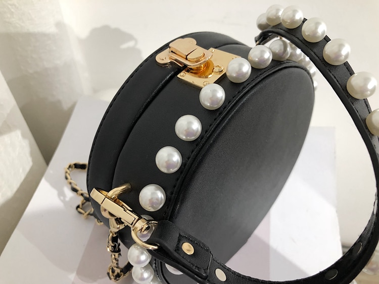 Women's Round Pearl PU Handbag