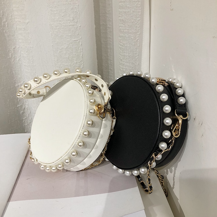 Women's Round Pearl PU Handbag