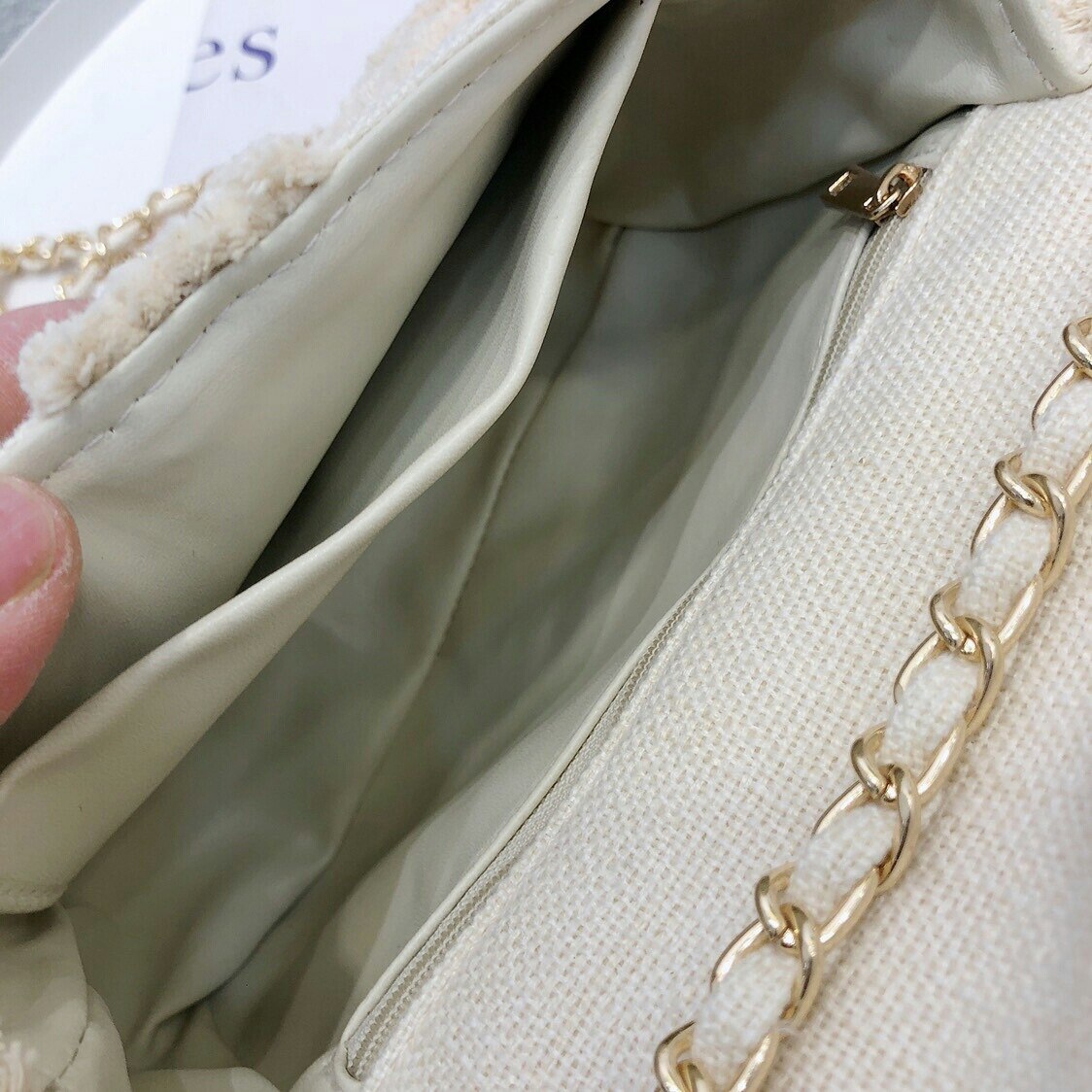 Women's Vintage Canvas Shoulder Bag with Pearl Strap