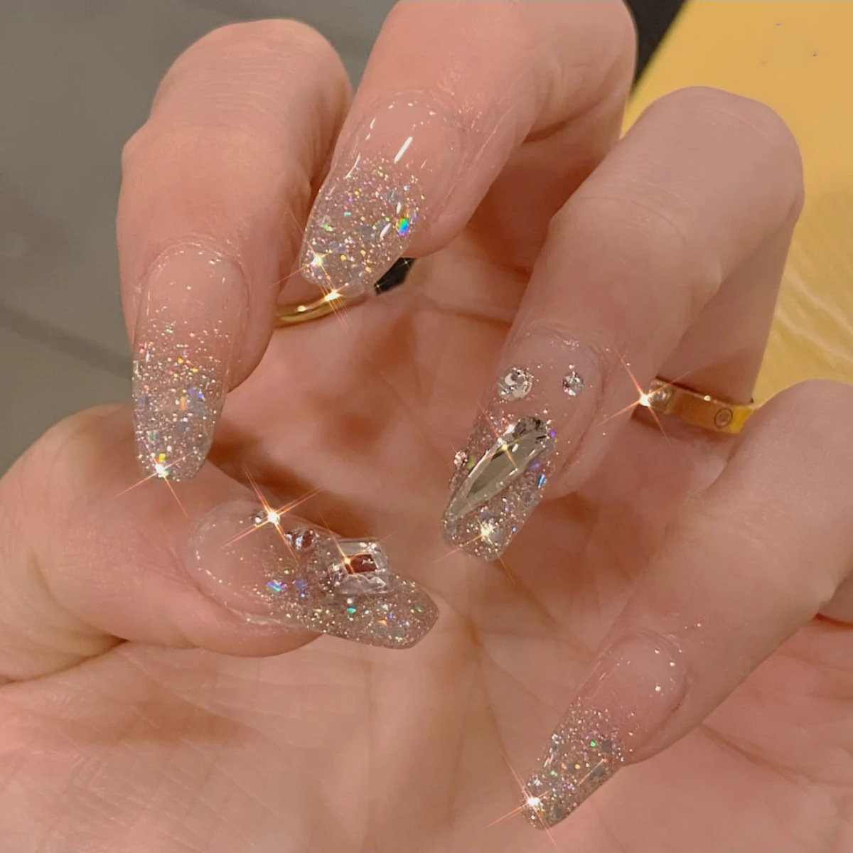 Rhinestone Designed Fake Nails